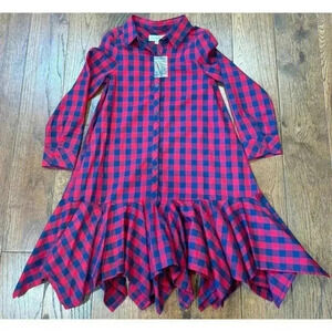 Chasing Fireflies Plaid Red Blue Hanky Dress New Size 8